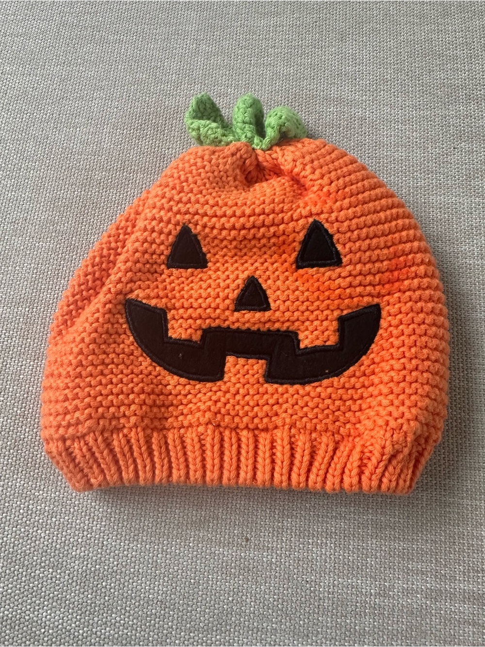 Carter's Orange Knit Pumpkin Beanie with Green Stem